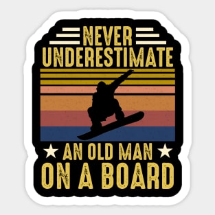 Vintage Never Underestimate An Old Man On A Board Sticker